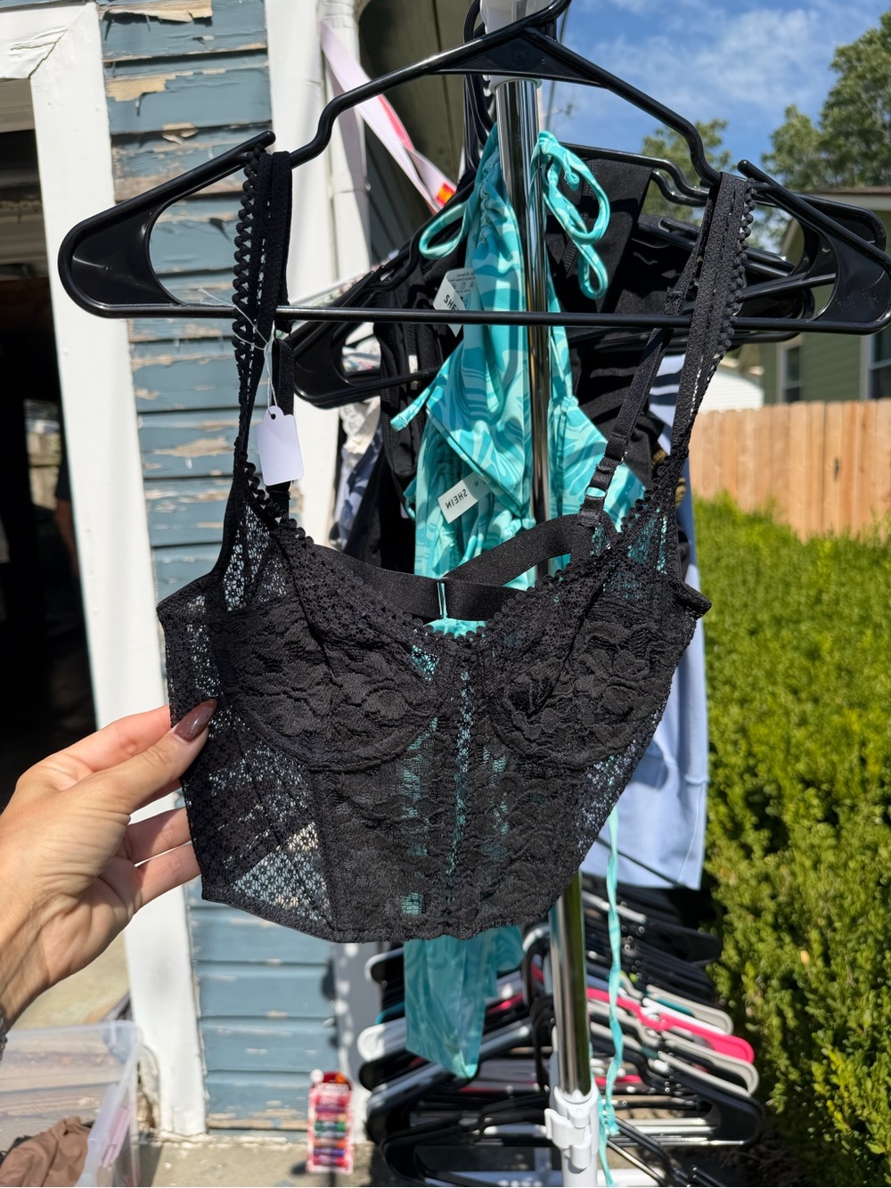 UO Black Lace Longline Bralette - Women's Intimates